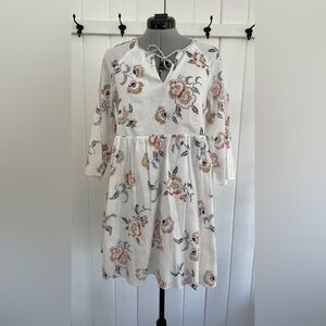 Madewell x Warm Tie-Neck Mini Dress in Honolulu Hibiscus